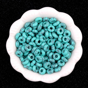 Perles de calcul rondes en pierre naturelle à grand trou, Agate indienne, Jade <span class=keywords><strong>jaune</strong></span>, Turquoise pour la fabrication de bijoux, fournitures de kit - Product Image 2
