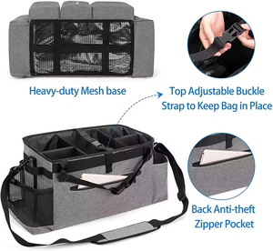 Organisateur de rangement multifonctionnel pour le nettoyage, sac fourre-tout portable pour femme de ménage, avec séparateurs amovibles, en polyester durable - Product Image 6