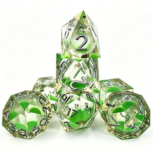 High Clarity Sharp Edge Resin Green Liquid Core DND Game <b>Dice</b> 7Pcs Full <b>Set</b> Fast Shipping Worldwide Bulk Order - Product Image 2