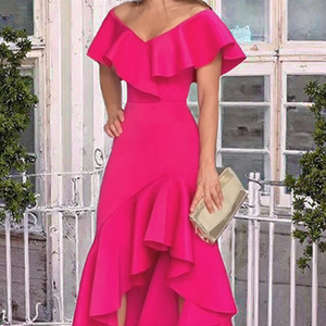 Vestido de Fiesta para Mujer, Cuello Redondo, Sin Mangas, Largo hasta el Suelo, Color Sólido, Silueta Ajustada, Casual, Satinado, Transpirable, con Bolsillos Naturales - Product Image 3