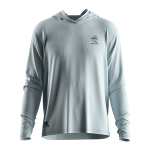 เสื้อฮู้ดตกปลาสีฟ้าอ่อนลายตกปลา ไซส์ใหญ่สำหรับผู้ใหญ่ ป้องกันรังสียูวี 50 กันน้ำ ระบายความชื้น ผลิตจากโพลีเอสเตอร์ - Product Image 4