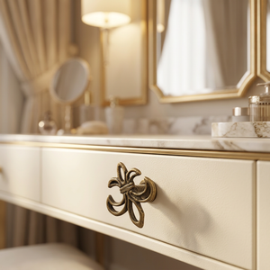 AK <b>Brass</b> Fleur De Lis <b>Brass</b> Metal Cabinet <b>Knob</b> Gold <b>Antique</b> Finish Customized Drawer Shelf Furniture Handle - Product Image 1