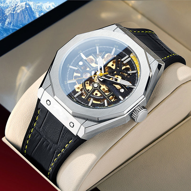 Custom Logo Pagani Design Stainless Steel Skeleton Automatic Luxury Mechanical Watch with Luminous Seiko Movement for Men
