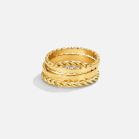 Fabricant de bijoux de mode en gros : Bague torsadée multicouche en acier inoxydable hypoallergénique plaqué or 18 carats