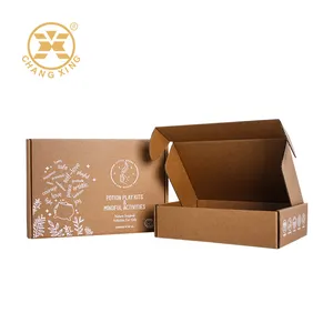 Высококачественная картонная гофрированная упаковочная коробка с индивидуальным логотипом, крафт-бумага, Подарочная плоская бумажная коробка для одежды - Product Image 4