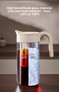 <span class=keywords><strong>Cafetera</strong></span> Francesa <span class=keywords><strong>de</strong></span> Vidrio Borosilicato, 1.9L <span class=keywords><strong>de</strong></span> Capacidad, Diseño Moderno, Ecológica, <span class=keywords><strong>con</strong></span> <span class=keywords><strong>Filtro</strong></span> Manual para Té Helado/Jugo - Product Image 3
