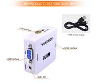 Convertisseur HDMI vers VGA MINI HD 1080P avec audio, adaptateur de boîte vidéo HDMI2VGA pour Xbox360 PC DVD PS3 PS4