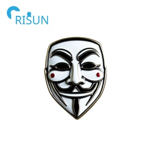 Fabricación de pines metálicos para máscaras faciales, insignias personalizadas, pin de solapa de esmalte con máscara de Guy Fawkes, broche con máscara de Guy Fawkes - Product Image 4