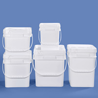 Vente en gros Seau carré en plastique étanche à ouverture facile Seaux carrés avec poignée avec couvercles Seaux blancs en plastique de qualité alimentaire