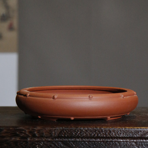 กระถางบอนไซดินเผาสีม่วงทรงกลองสไตล์โบราณ งานเซรามิกอี้ชิงจากจีน - Product Image 3