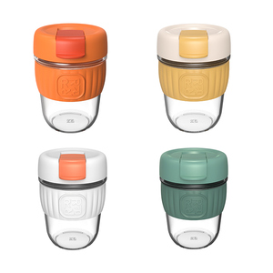 <span class=keywords><strong>Noticias</strong></span> transparentes Botellas de jugo de vidrio <span class=keywords><strong>con</strong></span> tazas de plástico PP Tapa de café y pajita - Product Image 1