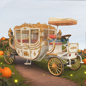 รถม้าไฟฟ้าสำหรับงานแต่งงานแบบราชวงศ์ ปี 2025  แบบสองฟังก์ชั่น สีขาว สำหรับชมวิว รูปทรงฟักทอง  รถม้าไฟฟ้าสำหรับราชวงศ์ - Product Image 1