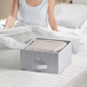 Clothing Organizer <b>Storage</b> <b>Box</b> Rectangle 14L And 27L Solid Color With Lid For Home Bedroom Wardrobe Use - Product Image 1