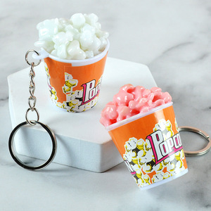 Porte-clés en PVC en forme de pop-corn réaliste, breloques créatives pour sacs de téléphone portable, petits objets, jouets d'imitation - Product Image 3