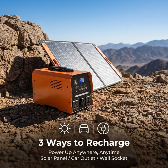 500W Portable Power Station LiFePO4 Modified Sine Wave 220V AC Solar Generator USB-C Outdoor Emergency Backup EU UK AU US