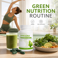 Capsules de Spiruline en Gros, Superaliment Vert pour le Bien-être Quotidien, Flacon de 60 Comprimés, Fabricant de Marque Privée