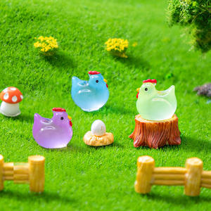 Luminous Miniature Chicken <strong>Figurines</strong> Glow in the Dark <strong>Tiny</strong> Resin Hens Ornament Charms for Fairy Garden Potted Room Home Decor - Product Image 3