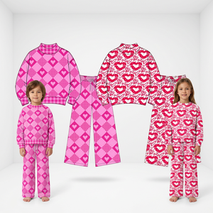 Vêtements pour enfants en gros, tenue pour filles avec haut à manches longues et pantalon à imprimé cœur pour la Saint-Valentin - Product Image 1