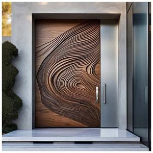 Luxury Modern Customized 3D Building Relief Extra Large Solid Wood Security Carving Exterior Front Entry <strong>Door</strong> for Villa - Product Image 3