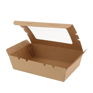 Envío <span class=keywords><strong>Gratis</strong></span>, en Stock, Cajas de Papel Kraft para Comida para Llevar, Impresión Personalizada, Cajas Desechables para Almuerzo, Bento, Sushi, Ensaladas, con Ventana - Product Image 3