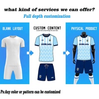Maillot de Football Personnalisé en Dropshipping, Ensemble Tenue de Foot Séchage Rapide Bleu Jaune, Maillot de Soccer Sublimé, Uniformes de Football
