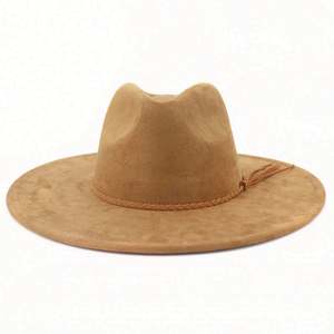 Chapeaux Fedora personnalisés en gros à large bord de 10 cm, unisexe, style Jazz, avec pompon en forme de cœur, pour affaires, extérieur et décontracté - Product Image 2