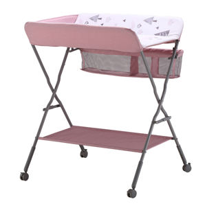 Vente en gros du fabricant Table à langer pliable multifonctionnelle pour bébés avec roulettes et étagère de rangement inférieure - Product Image 2