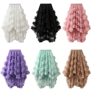 Ensemble 2 pièces tendance J10 pour <span class=keywords><strong>femme</strong></span> : haut corset asymétrique sans manches et jupe longue asymétrique à volants style gâteau pour l'été - Product Image 4