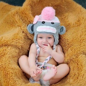 قبعة صوف للأطفال من ACki لفصل الشتاء، سميكة مع حماية للأذنين، قبعة كرتونية للأطفال على شكل قرد مصنوعة من الصوف المحبوك، صنع في الصين - Product Image 2