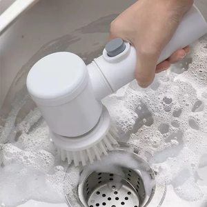 Cordless Rotary Scrubber with 5 Replaceable <b>Brush</b> Heads Rechargeable Bathroom and Kitchen Tile Cleaning <b>Brush</b> - Product Image 1