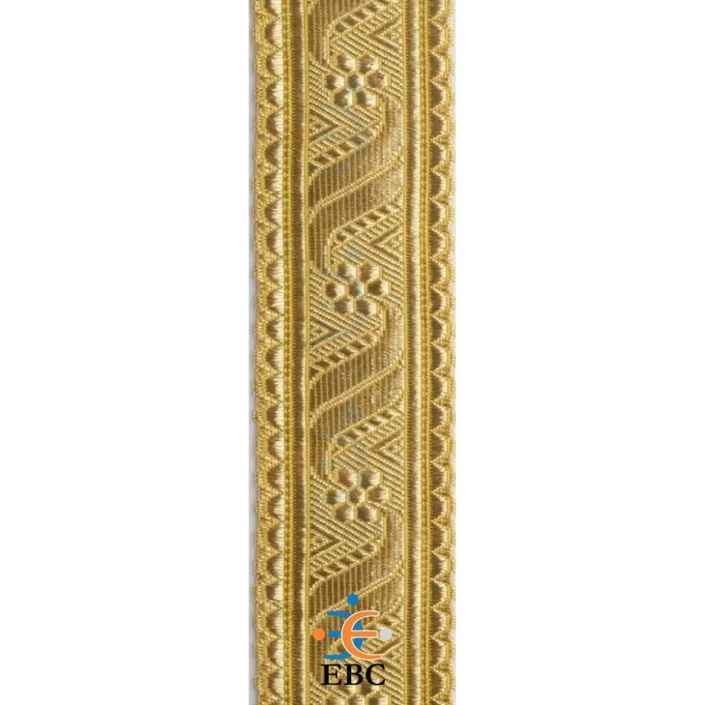 OEM Vestment-trenza de encaje con diseño personalizado, oro francés, metalizado, con trenzas, patrón de hojas, cinta textil de diseño de flores