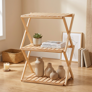 Étagère de rangement polyvalente en bois de radiata – Étagère amovible facile à assembler avec 2/3/4 niveaux au choix pour la maison et les espaces de buanderie - Product Image 5