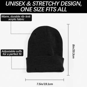 Bonnet en tricot noir unisexe avec logo personnalisé, bonnet de ski pour homme, bonnets d'hiver pour femme, bonnets avec logo brodé - Product Image 3