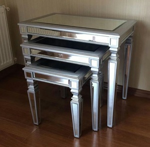 אירופאי מזרח התיכון סגנון נירוסטה זכוכית שיקוף ריהוט קן של <span class=keywords><strong>3</strong></span> שולחנות - Product Image 5