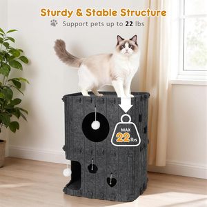 Casa para Gatos de Fieltro de 2 Pisos, Condominio Interior Grande con Túnel Acogedor y Escondite para Hogares con Varios Gatos (17.7 x 14.4 x 23.6 Pulgadas) - Product Image 5
