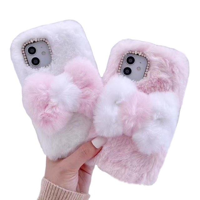New 3D Cute Warm Hair Plush Soft Cell Phone Case for iPhone 7 8 11 12 13 14 15 16 17 Plus Pro Max Cover Shell Bags
