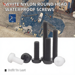 Original Factory <b>Round</b> <b>Head</b> Nylon Machine <b>Screws</b> & Bolts Waterproof Plastic White ZC-1127 Inch Size - Product Image 2