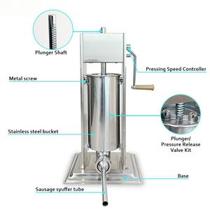 Remplisseur de saucisses manuel à deux vitesses |   <span class=keywords><strong>Poussoir</strong></span> à <span class=keywords><strong>viande</strong></span> <span class=keywords><strong>vertical</strong></span> en acier inoxydable pour la production de salami et de hot-dogs - Product Image 1