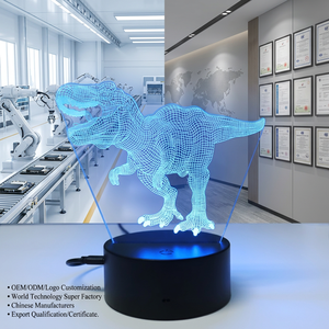 Lámpara de Noche LED 3D de Dinosaurio, Recargable por USB, Lámpara de Mesa Acrílica con Cambio de Color, Control Táctil, Decoración para Dormitorio - Product Image 1