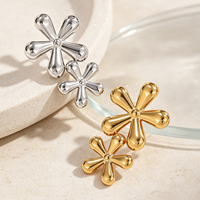 Boucles d'oreilles clous florales en acier inoxydable et titane, anti-ternissement, étanches, style minimaliste de luxe, collection 2026
