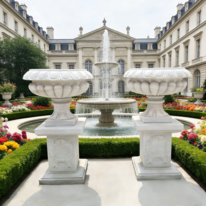 Grandes jardinières en marbre naturel sculpté à la main pour l'extérieur, jardinières en marbre blanc pour le jardin - Product Image 1