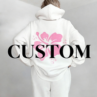 Hoodie Bordir Bunga Kustom Wanita Oversized Fleece Lembut Pullover Streetwear Fashion Sweatshirt Grosir Pabrik OEM