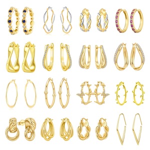 Pendientes de Aro Grandes de Latón con Diseño de Luna, Lujosos, Modernos, Geométricos, con Circonitas y Cuentas de Oro Fresco Estilo Coco, Regalo - Product Image 1