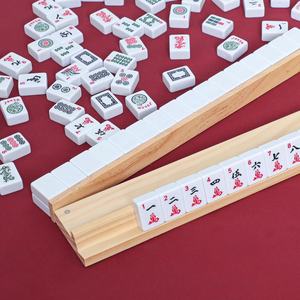Ensemble de 4 supports de jeu de Mahjong en bois de pin massif de 19 pouces, faits à la main, avec pousseurs magnétiques - Product Image 3