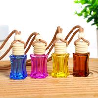 Flacon pendentif en verre transparent de 5 ml pour huiles essentielles, parfums et aromathérapie, avec couvercle en bois, diffuseur de parfum pour voiture, flacon compte-gouttes/mascara