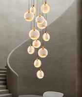 Albâtre Bulle Salon Café Marbre Duplex Escalier Café Espagnol Albâtre Lustre Rond Décoration Suspension