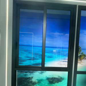 Porte coulissante extérieure VOBO Avant <span class=keywords><strong>Garde</strong></span> Aero Triple sans cadre en alliage d'aluminium, moderne, étanche, insonorisée et isolante thermiquement pour cuisine - Product Image 1