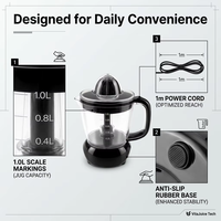 Elektrische citruspers 1000ml capaciteit, laag geluidsniveau, modern design, huishoudelijk gebruik