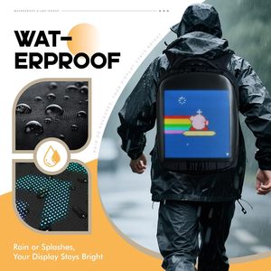 Sac à dos LED Untrxr 17 pouces, étanche, avec écran programmable contrôlable par application, pour ordinateur portable, voyages et moto - Product Image 5