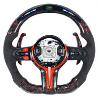 Volant de course en fibre de carbone forgée avec LED RPM pour BMW F30 F10 F15 F16 F06 F32 F26 F25 E46 E36 Accessoires intérieurs de voiture de course